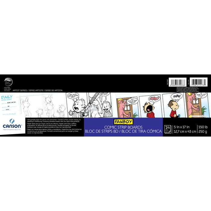 Canson Comic Strip Board Pad, 5 x 17 Inches, 150 lb, 14 Sheets