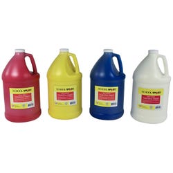 School Smart Washable Tempera Paints, 1 Gallon Bottles, Assorted Colors, Set of 4 2002804