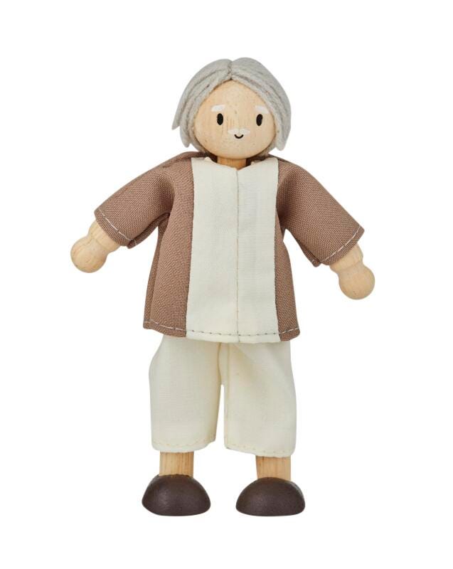 PlanToys Wood Doll Grandfather, Fair Skin Tone 2151147