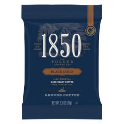 Folgers 1850 Black Gold Dark Roast Ground Coffee, 2.5 Ounces, Pack of 24, Item Number 2026007