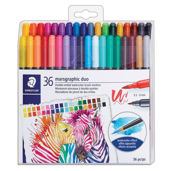 Staedtler Marsgraphic Dual Tip Watercolor Markers, Set of 36