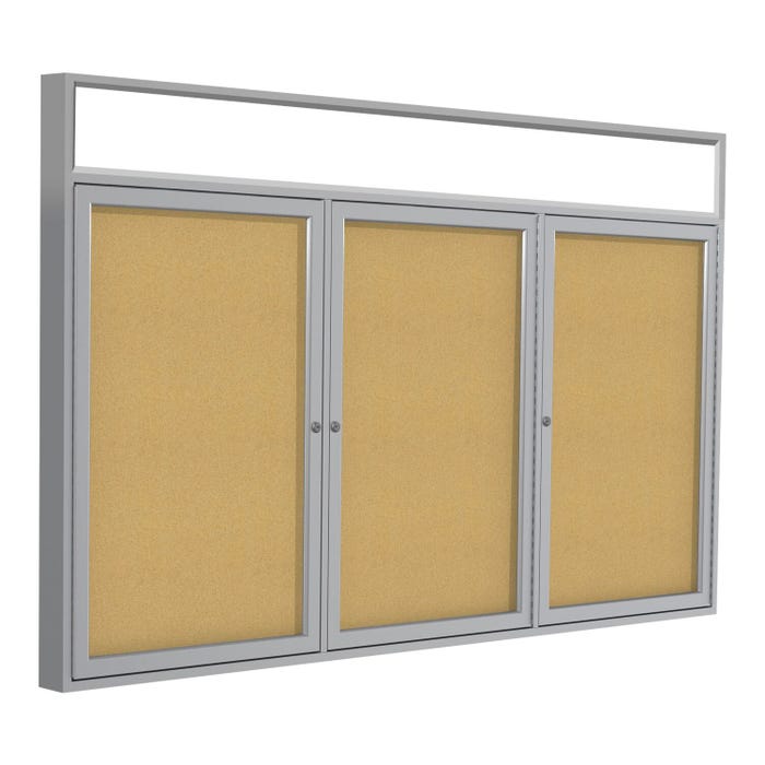 Ghent Indoor Enclosed Bulletin Board, 3 Door, 4 x 6 Feet
