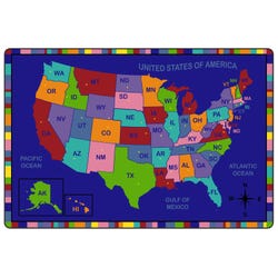 Image for Childcraft ABC Furnishings USA Capital Map Educational Carpet, Rectangle from School Specialty