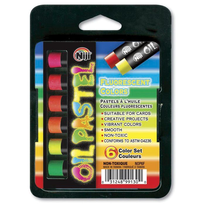 Yasutomo Niji Non-Toxic Oil Pastel Set, Fluorescent Color, Set of 6