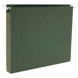 Business Source Hanging File Folders, Letter, 1/5 Cut Tabs, 1 Inch Expansion, Green, Pack of 25