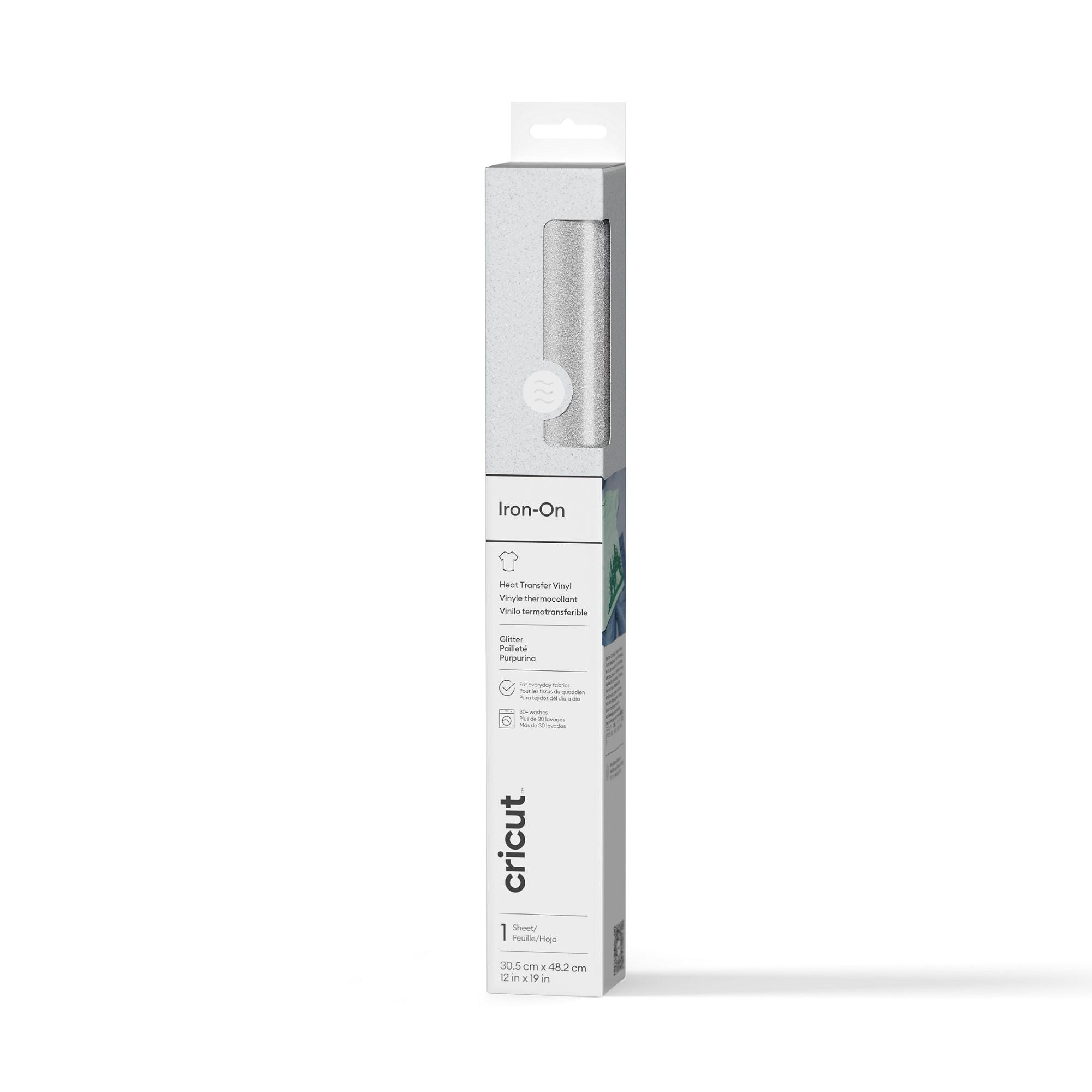 Cricut Everyday Iron-On Vinyl, 12 x 19 Inches, White Glitter 2216486