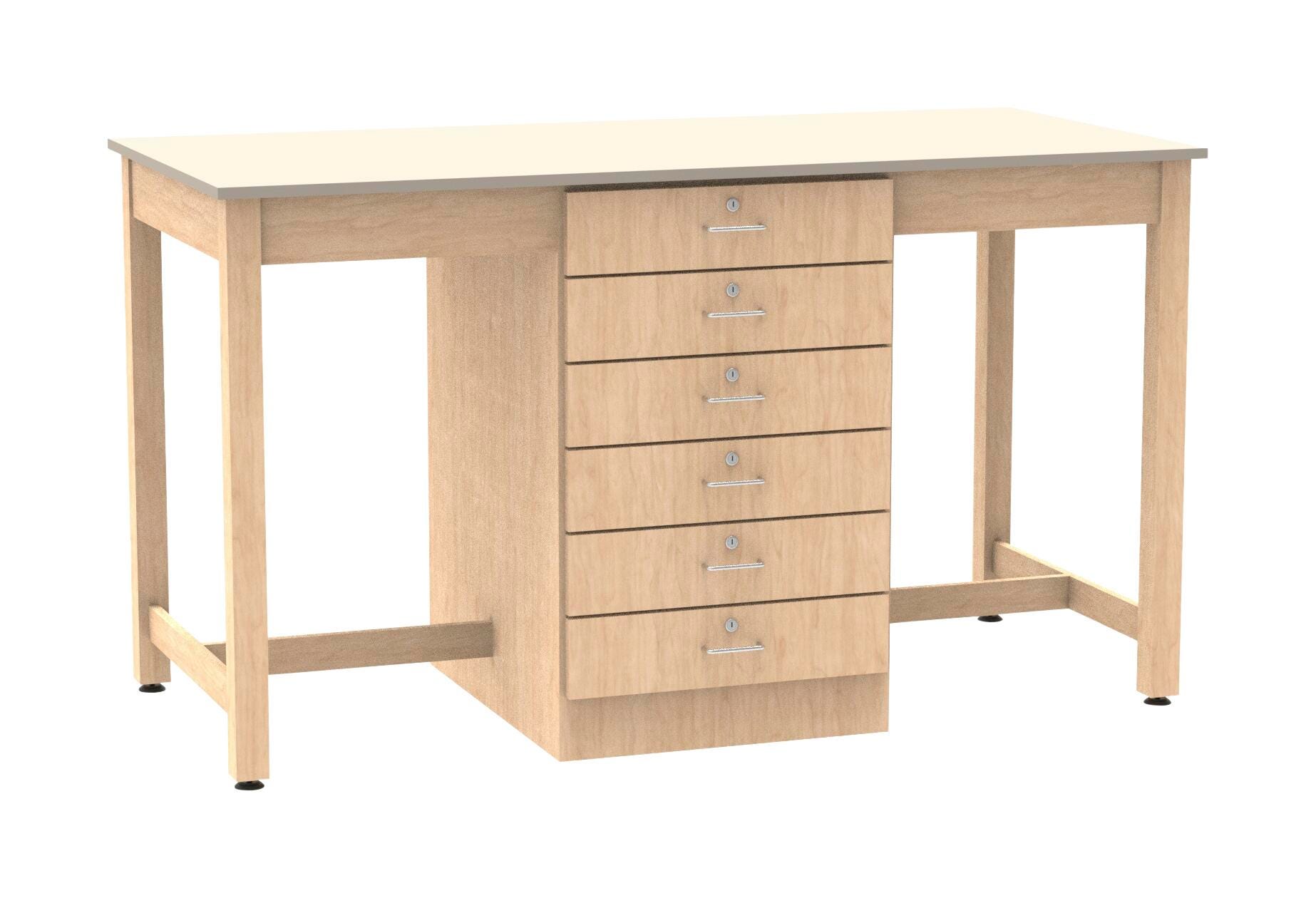 Image for Diversified Woodcrafts 2 Person Drafting Table, 70 x 32-1/2 x 39-3/4 Inches, 6 Drawer, Maple from School Specialty