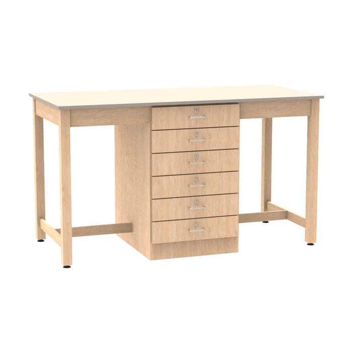 Diversified Woodcrafts 2 Person Drafting Table, 70 x 32-1/2 x 39-3/4 Inches, 6 Drawer, Maple