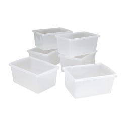Storex Classroom Storage Bin, 5-1/2 Gallon, Translucent, Pack of 6 2023753