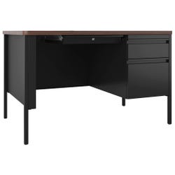 Lorell Fortress Series Walnut Top Teacher's Desk, Right Pedestal, 48 x 30 x 29-1/2 Inches, Walnut/Black 2005692