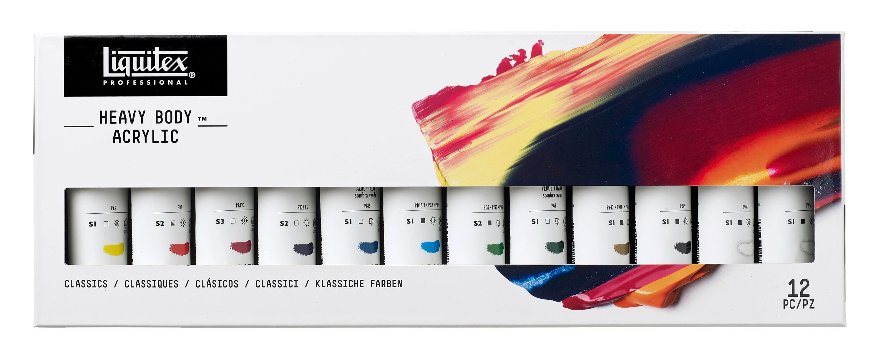 Liquitex Professional Heavy Body Acrylic Paint Set, Assorted Classic Colors, Set of 12 Item Number 1590306