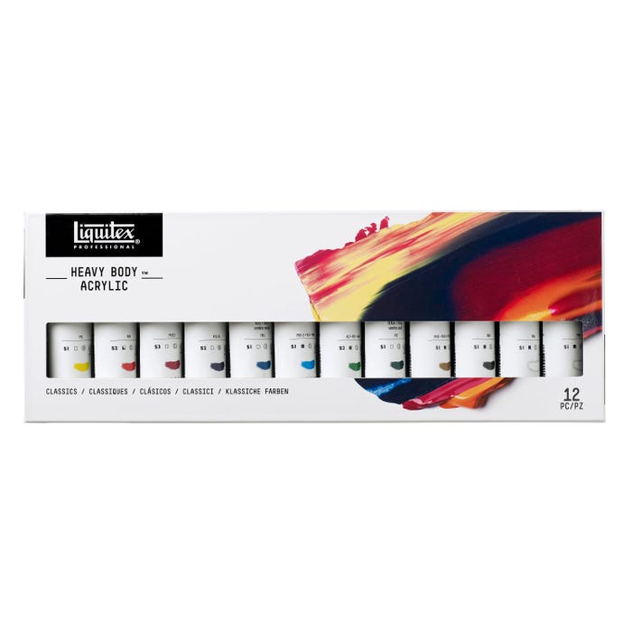 Liquitex Professional Heavy Body Acrylic Paint Set, Assorted Classic Colors, Set of 12
