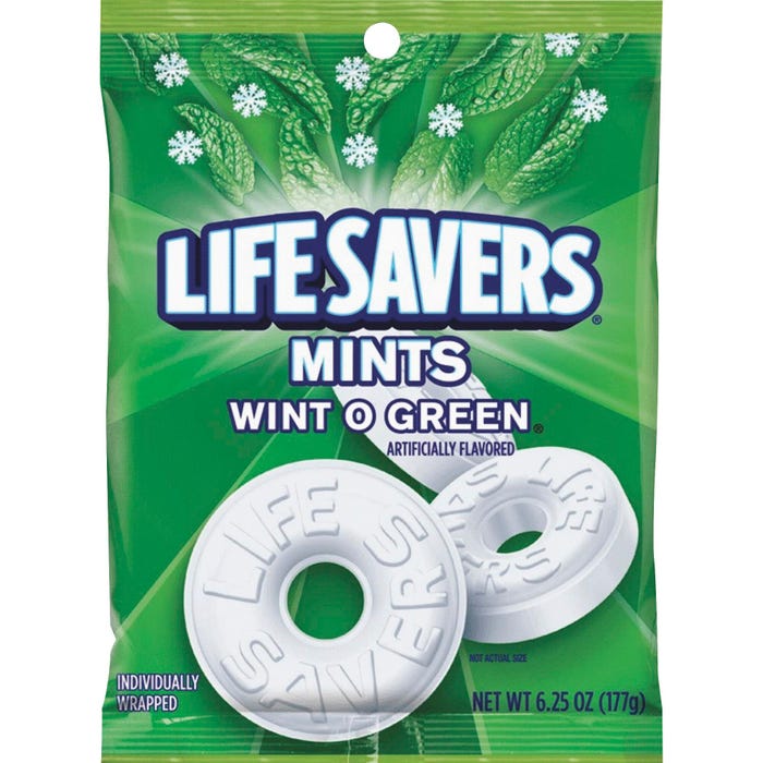 Life Savers Mint Hard Candies, Wint O Green, 6.25 Ounce Bag