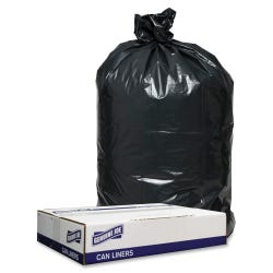 Genuine Joe Low Density Can Liners, 60 Gallon, 1.20 mil, Black, Pack of 100