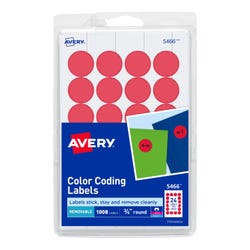 Image for Avery Printable Color Coding Labels, 3/4 Inch Diameter, Red, Pack of 1008 from School Specialty
