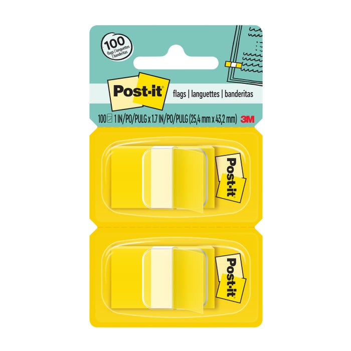 Post-it Flags and Dispensers, 1-3/4 x 1 Inches, Yellow, Pack of 100
