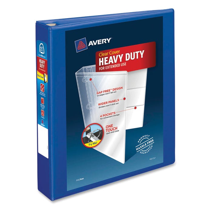 Avery DuraHinge Heavy Duty View Binder, 1-1/2 Inch, EZD Ring, Pacific Blue
