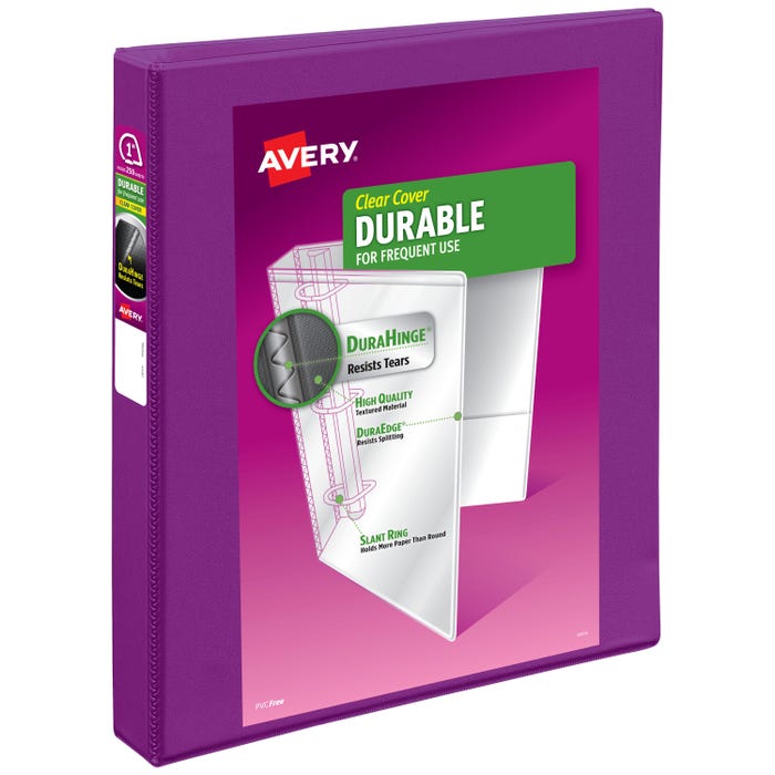 Avery Durable View Binder with Slant Ring, 1 Inch, Purple