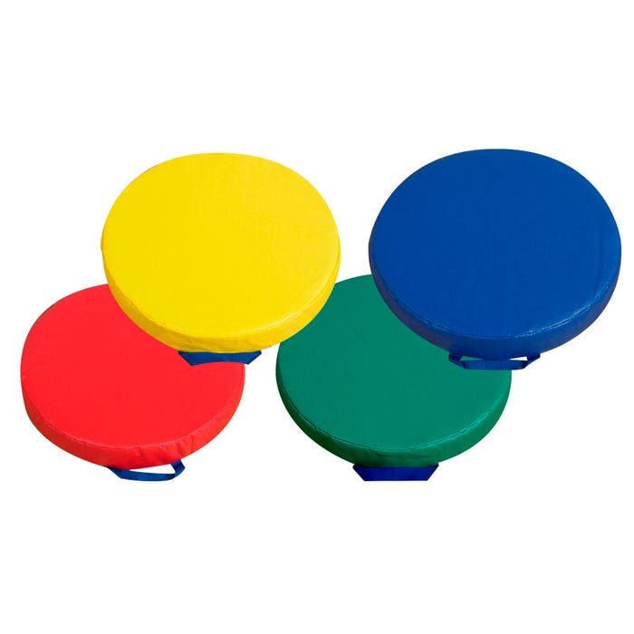 Children's Factory Round Floor Cushion Set, 15 x 2-1/2 Inches, Primary, Set of 4