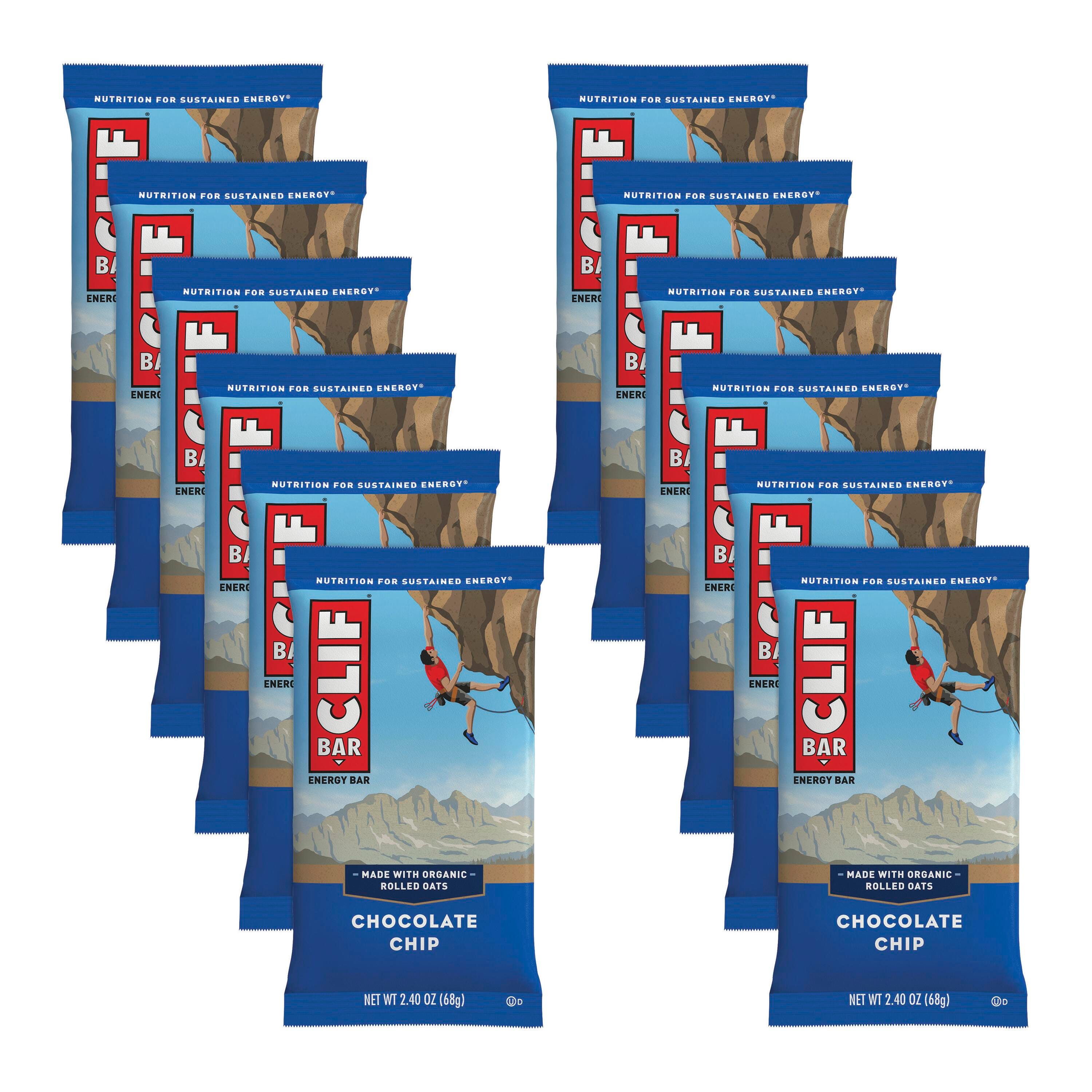 Clif Bar Chocolate Chip Energy Bar, 2.4 oz, Pack of 12, Item Number 1562067