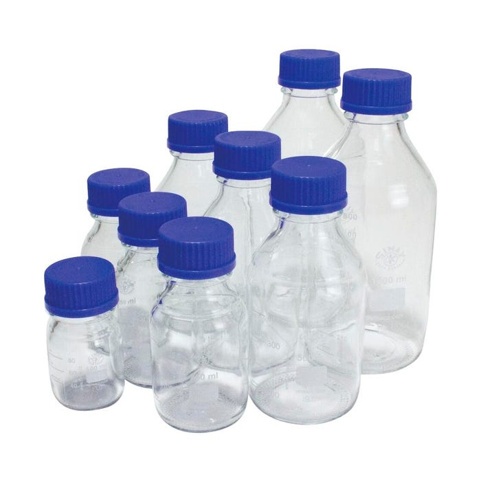 United Scientific GL45 Media Bottle Starter Pack, Borosilicate Glass, Assorted Sizes, Set of 10