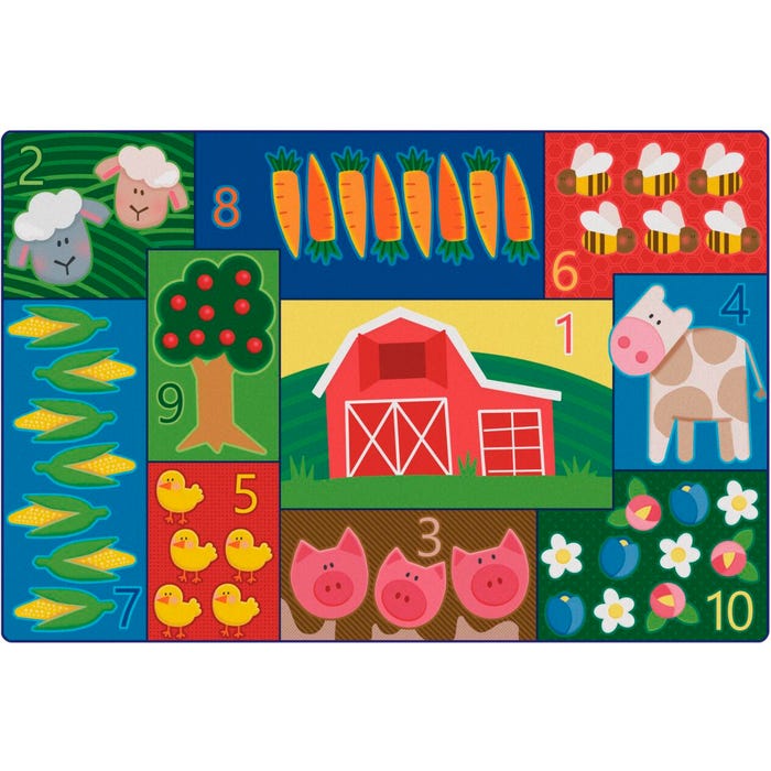 Carpets For Kids Toddler Farm Counting Carpet, Rectangle