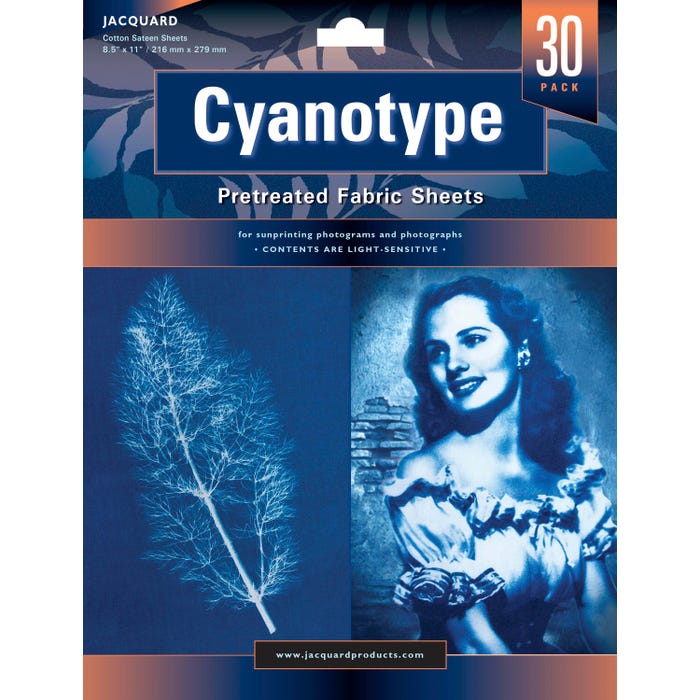 Jacquard Cyanotype Pre-Treated Fabric Sheets, 8-1/2 x 11 Inches, Pack of 30
