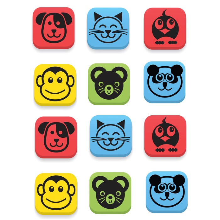 Flipside Magnetic Dry Erase Erasers, Animals, Set of 12