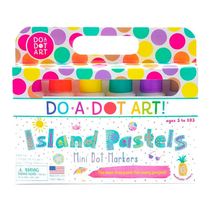 Do-A-Dot Art Paint Washable Markers, Mini Dauber Tip, Assorted Island Pastel Colors, Set of 6