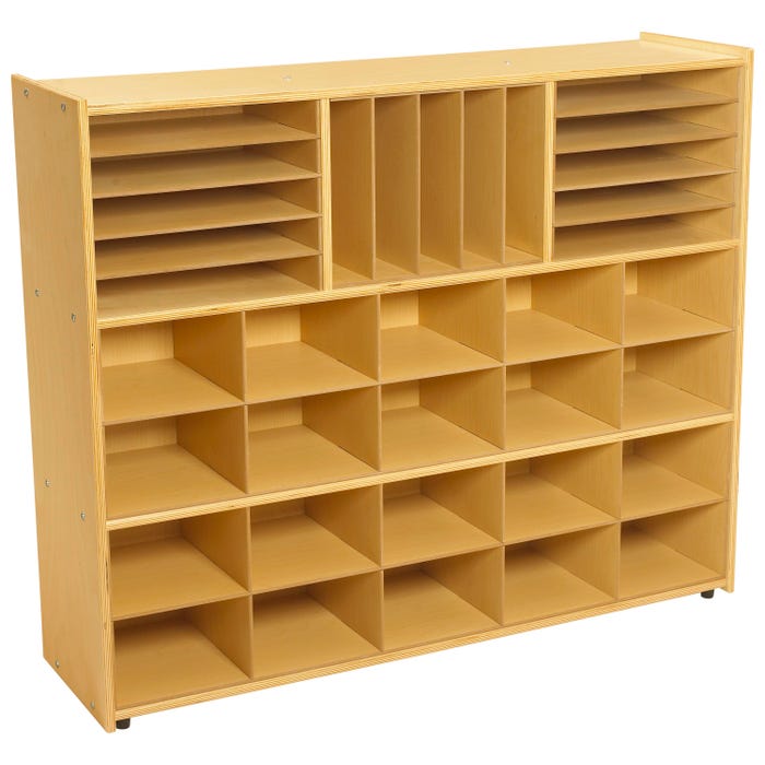 Childcraft ABC Furnishings 3-Shelf Storage Unit with Cubbies and Inserts, 48 x 13 x 40 Inches