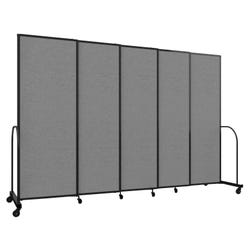 Screenflex Freestanding Sliding Room Divider, 5 Panels, 11 Feet 3 Inches W, Black Trim 4002534