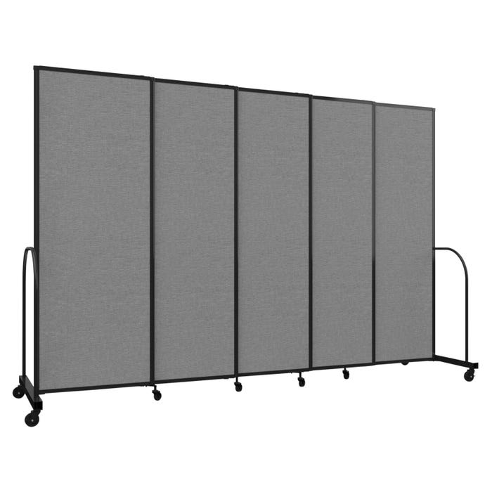 Screenflex Freestanding Sliding Room Divider, 5 Panels, 11-1/4 Feet, Black Trim