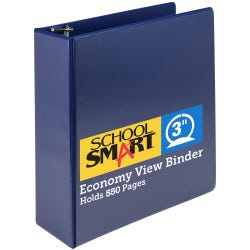 Image for School Smart Round Ring View Binder, Polypropylene, 3 Inches, Blue from School Specialty
