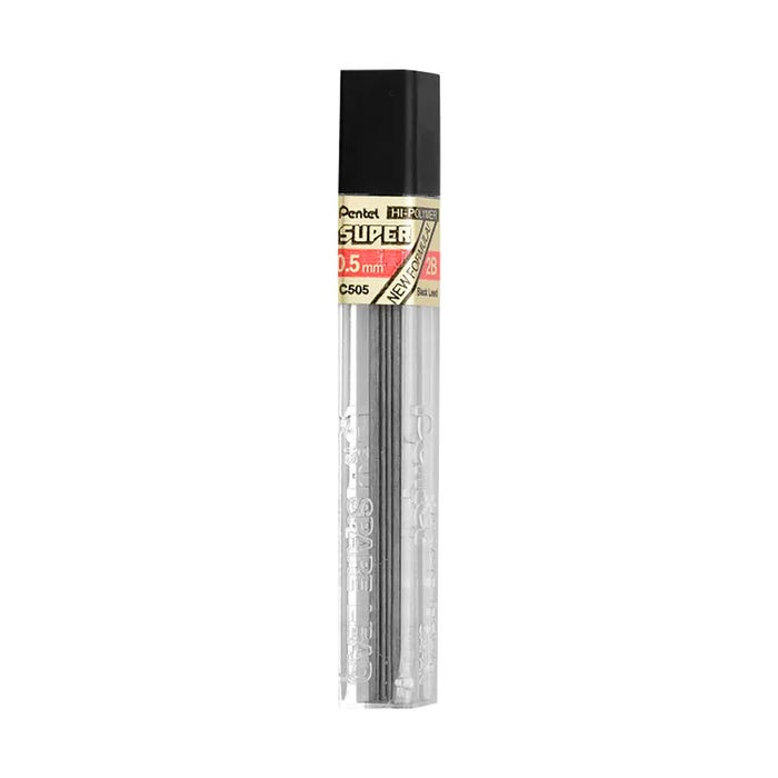 Pentel Super Hi-Polymer Extra Strong Mechanical Pencil Lead Refill, 0.5 mm, Black, Pack of 12 Lead in 1 Tube