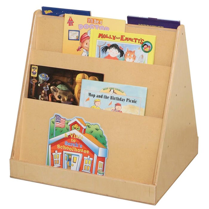 Wood Designs Double-Sided Tot Size Book Display with 3 Shelves, 24 x 21 x 25 Inches