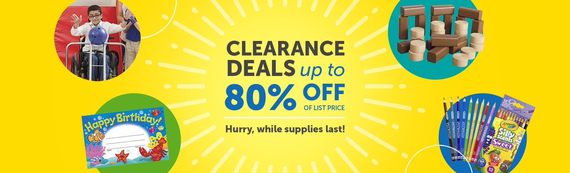 clearance deals save up to 80% off of list price