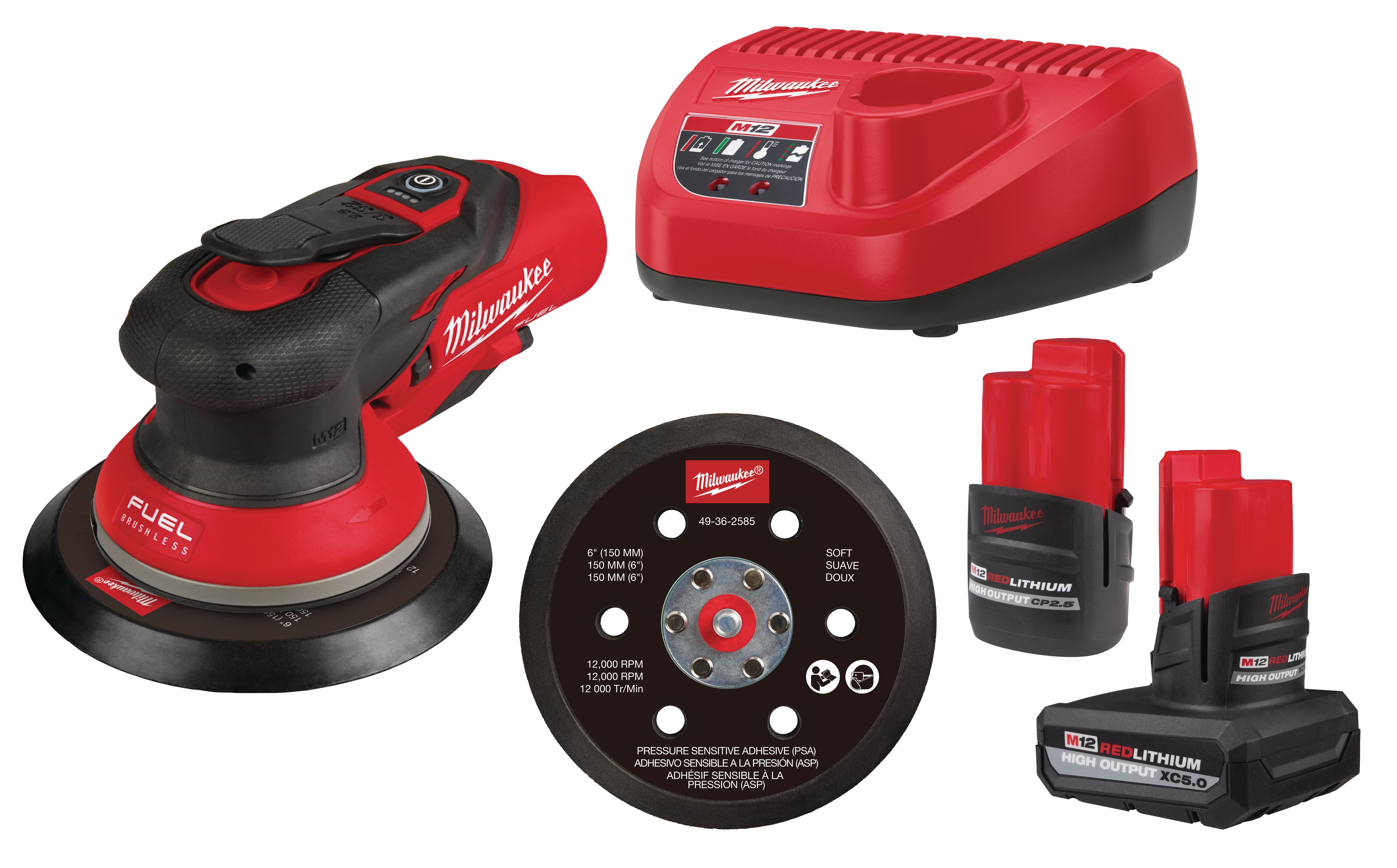Milwaukee M12 FUEL 6-Inch Random Orbital Sander Kit, 3/32 Inch