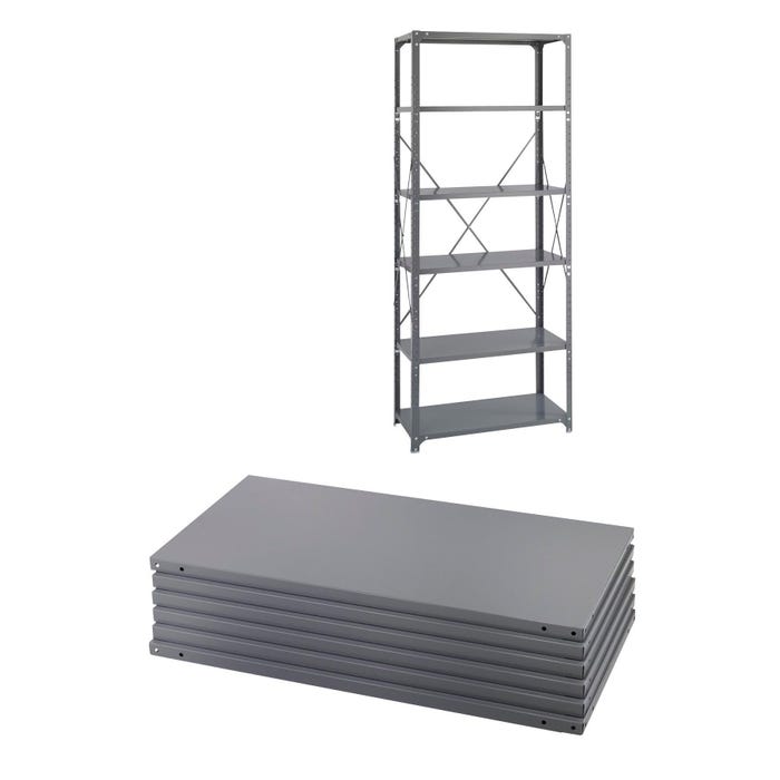 Safco Industrial Duty Shelving Unit, 36 in W X 18 in D, Steel, Dark Gray, 6-Shelves