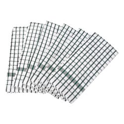 Ritz Cafe Windowpane Terry Cloth Dish Towels, 16 x 25 Inches, Green/White, Pack of 12