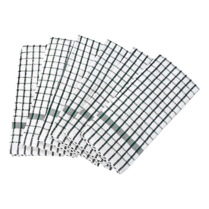 Ritz Cafe Windowpane Terry Cloth Dish Towels, 16 x 25 Inches, Green/White, Pack of 12