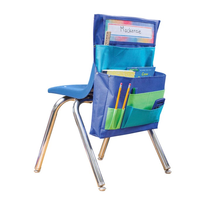 Teacher Created Resources Chair Pocket, 15-1/2 Inches, Blue/Teal/Lime