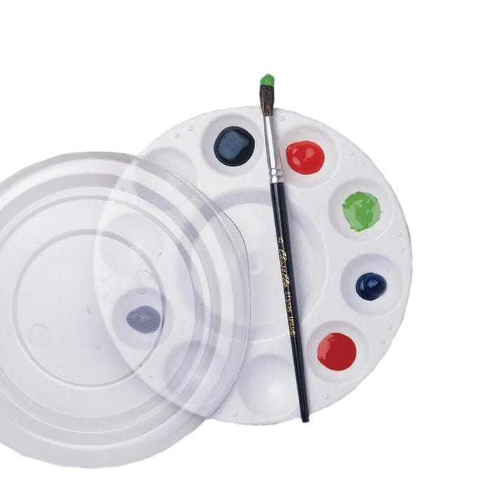 School Smart Plastic Paint Palette with Lid, 7 Inches, Pack of 12