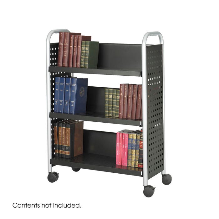 Safco Single Sided Book Cart, 33 x 14-1/4 x 44-1/4 Inches, Black