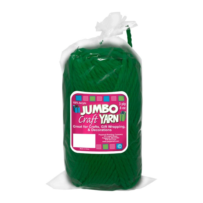 Pepperell Jumbo Roving Craft Yarn, 8 Ounces, 150 Yards, 3-Ply, Dark Green