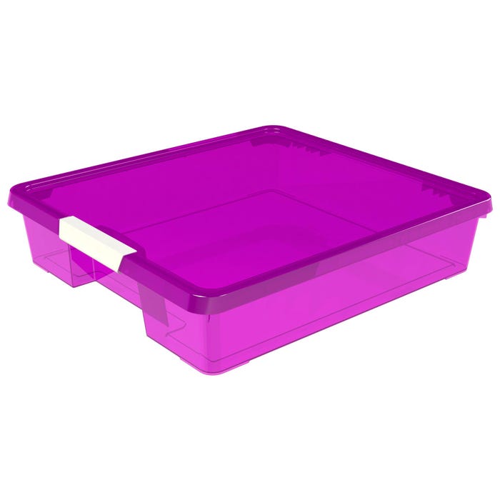 Storex Classroom Project Box, 13-1/4 x 15-1/4 x 3-1/4 Inches, Transparent Purple, Pack of 5