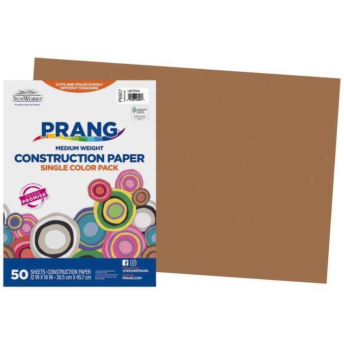 Prang Medium Weight Construction Paper, 12 x 18 Inches, Light Brown, 50 Sheets