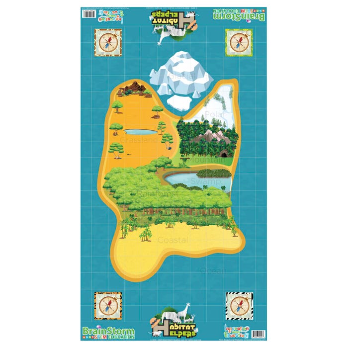 BrainStorm STEM Education Robotics Mat: Habitat Helpers with Game Pieces, 80 x 44-3/4 Inches