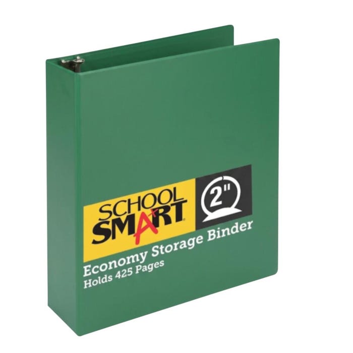 School Smart Round Ring Binder, Polypropylene, 2 Inches, Green