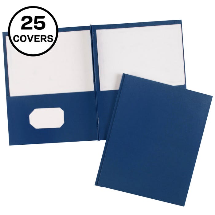 Avery 2-Pocket Textured Folder with Fasteners, 8-1/2 x 11 Inches, Dark Blue, Pack of 25