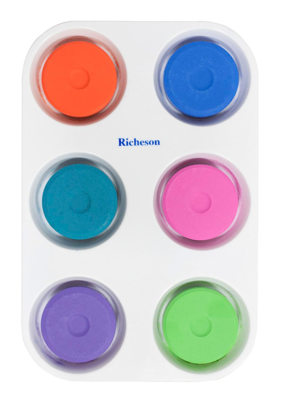 Jack Richeson Large Tempera Cakes with Tray, Assorted Secondary Colors, Set of 6, Item Number 401192